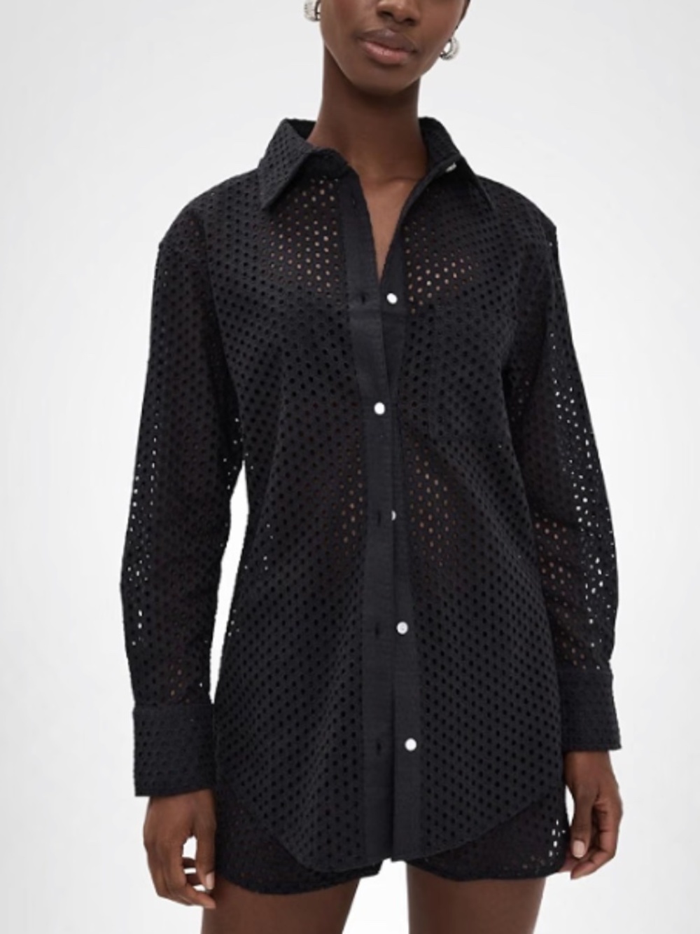 Solid & Striped Women's The Bronte Cotton Button Down- Noir Cover Up Size S 8360